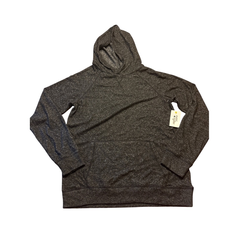 Rumi + Ryder Boys Charcoal Gray Space Dye Hoodie Sweatshirt Size L 12-14 NWT